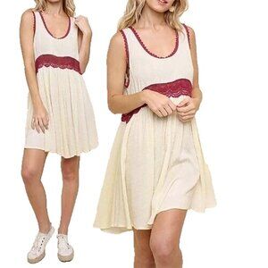 UMGEE Polka Dot Lace Swing Skater Tank Dress Beach Coverup Festival Cottagecore